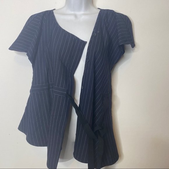 Marissa Webb Lorie Pinstripe Wool Wrap Blouse Size XS - Picture 5 of 16